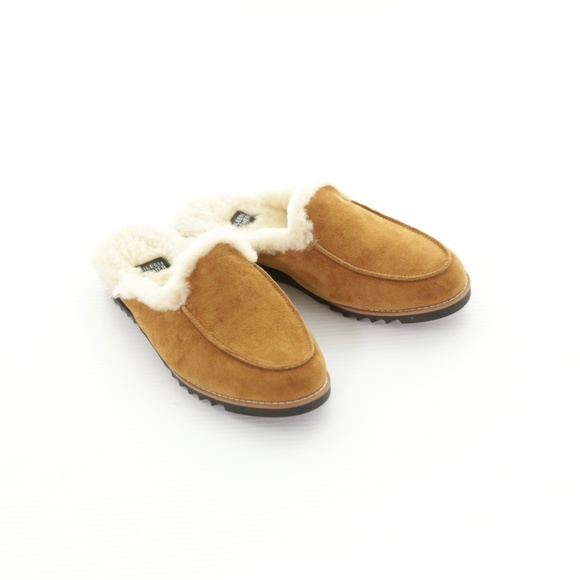 Eileen Fisher Frost Suede Shearling Brown Slip-On Mule Slippers Womens 7M - Picture 1 of 9